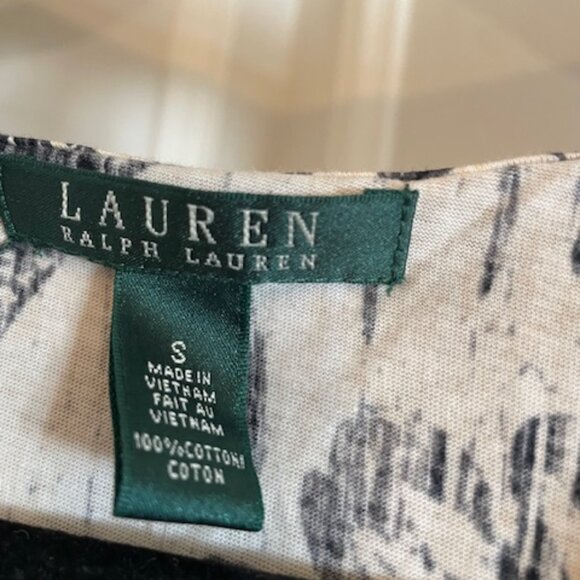 Lauren Ralph Lauren Black and White Paisley Sleeveless Ruffle Top, Size Small - Picture 2 of 4